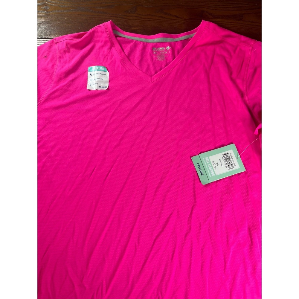NEW Reel Legends Freeline Shirt Womens 3X Pink V Neck Long Sleeve Fishing